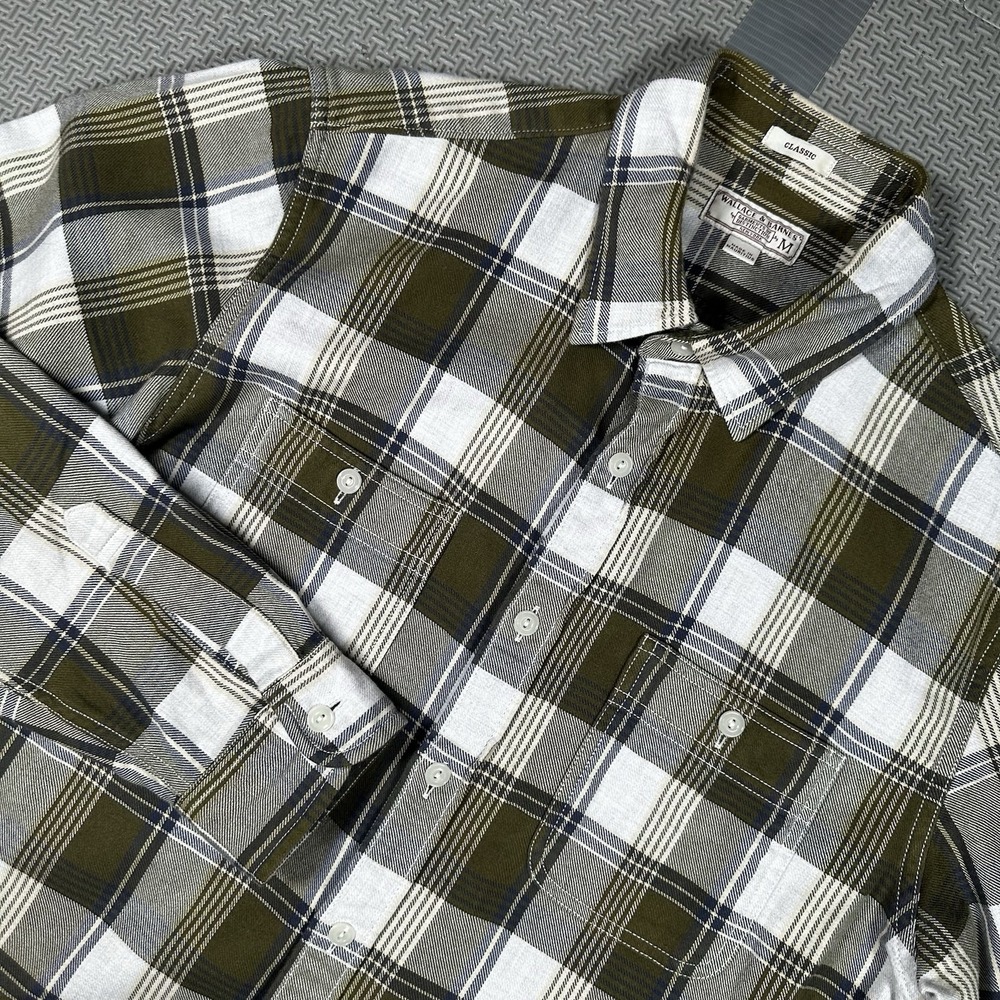 Wallace & Barnes Plaid Check Flannel Shirt Men's M Classic Soft Cotton J Crew